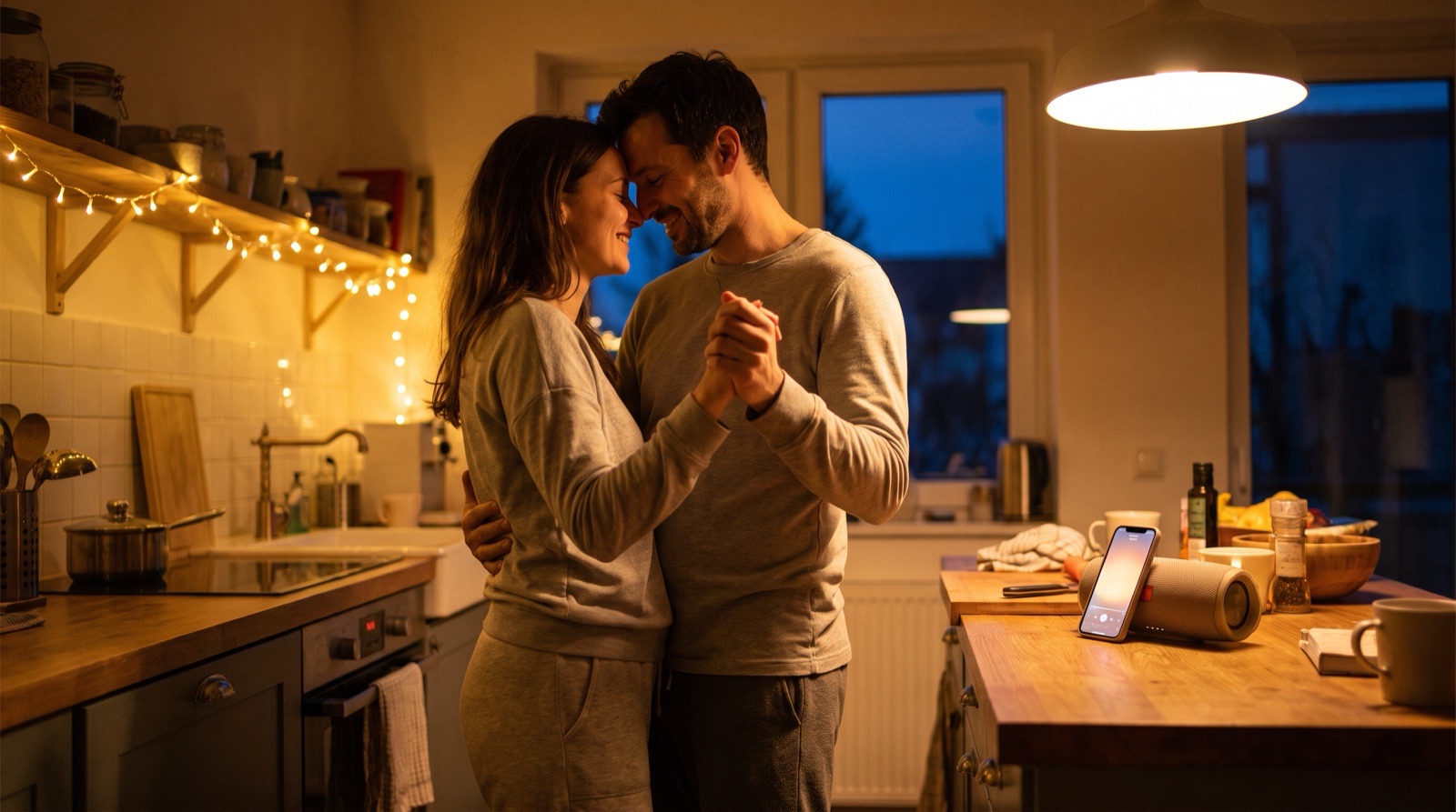 Couple slow-dancing to their personalized love song